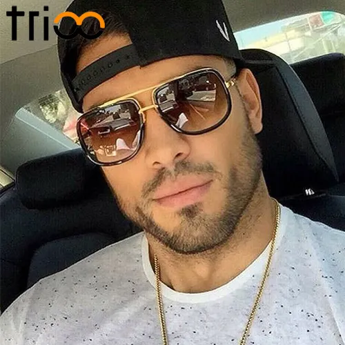 Risparmia alla grande su Occhiali Da Sole Quadrati In Metallo Oro Per  Uomini Trrioo Unisex Pilot Style Eyewear Con Lenti A Gradiente in grandi