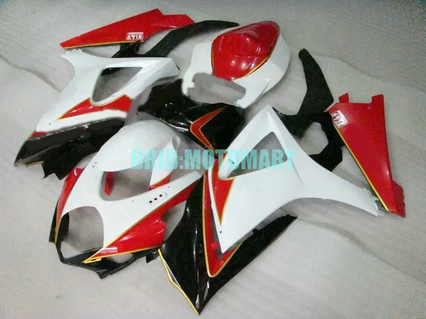 Motorcykel Fairing Kit för Suzuki GSXR1000 K7 07 08 GSXR 1000 2007 2008 ABS Röd vita Fairings Set + Gifts SBC38