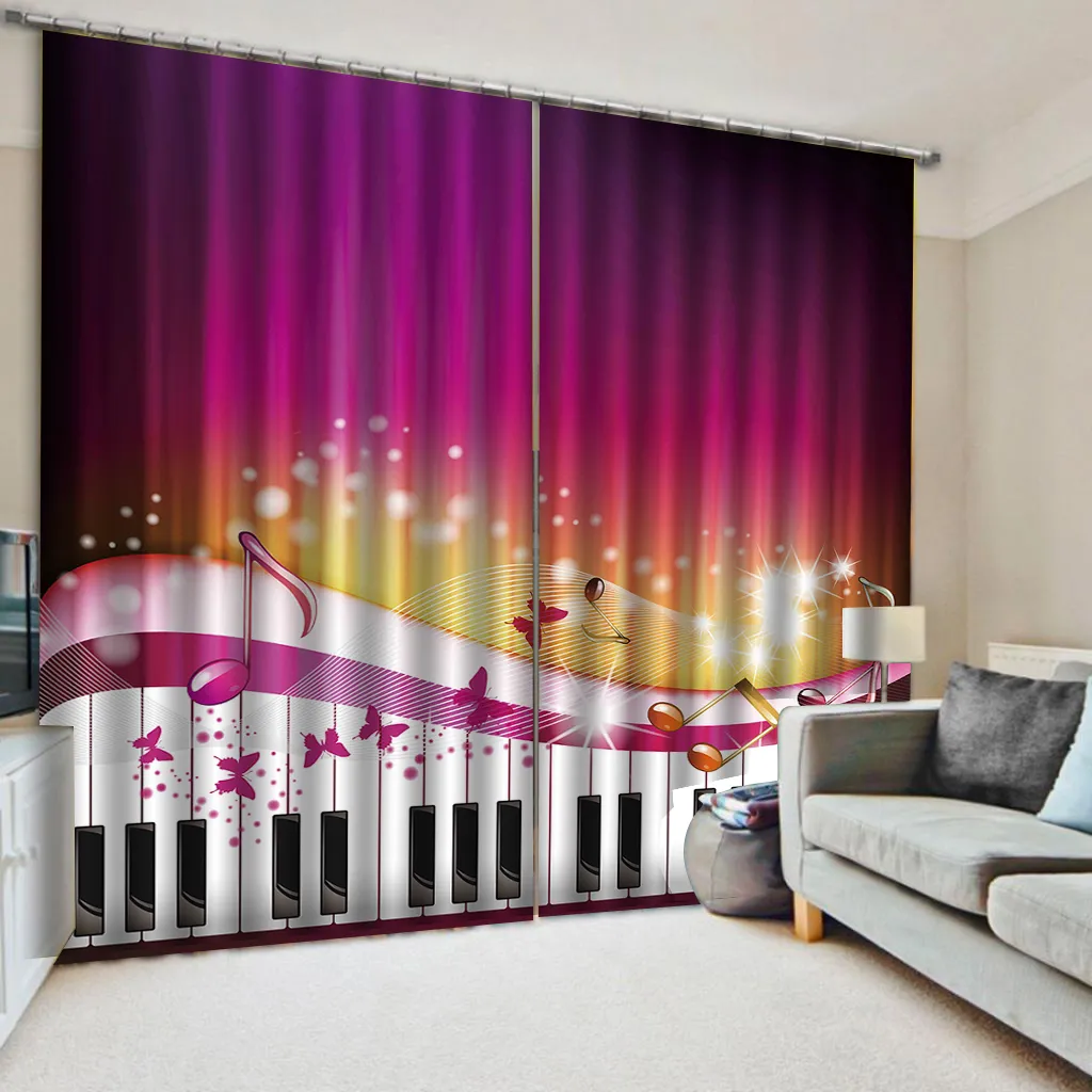 3d Curtain Window Piano Notes Wonderful Music Practical Blackout Curtains In The Living Room Bedroom