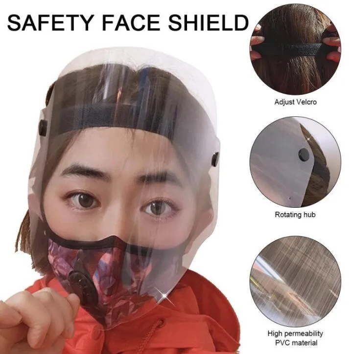 US -amerikanische Schiffsschutz Gesichtsschild Erwachsener Anti -Staub Vollgesichtsmaske Visor PET Transparent Windschutz Gesichtsabdeckung klarer Sehsicherheitsschutzschutz