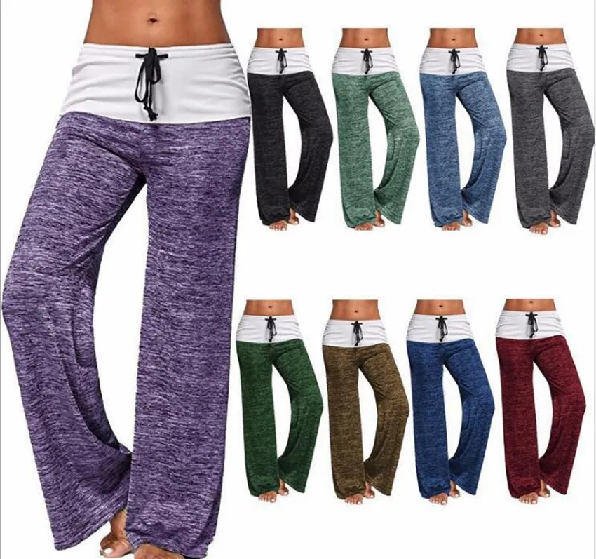 Damskie spodnie do jogi Stretch wygodne miękkie flary Szerokie nogi Trening legging Patchwork Boot Cut Spodnie KKA7841