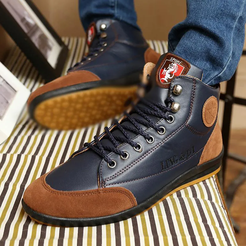 Merkmak 2020 New Men Boots Leather Casual Shoes Fashion Autumn