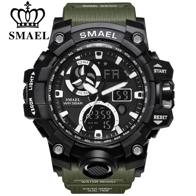 Marke SMAEL Sport Uhren für Männer Wasserdichte SHOCK LED Digital Uhr männer Armbanduhr Uhr Mann 1545C Große Herren Uhren militär montre homme