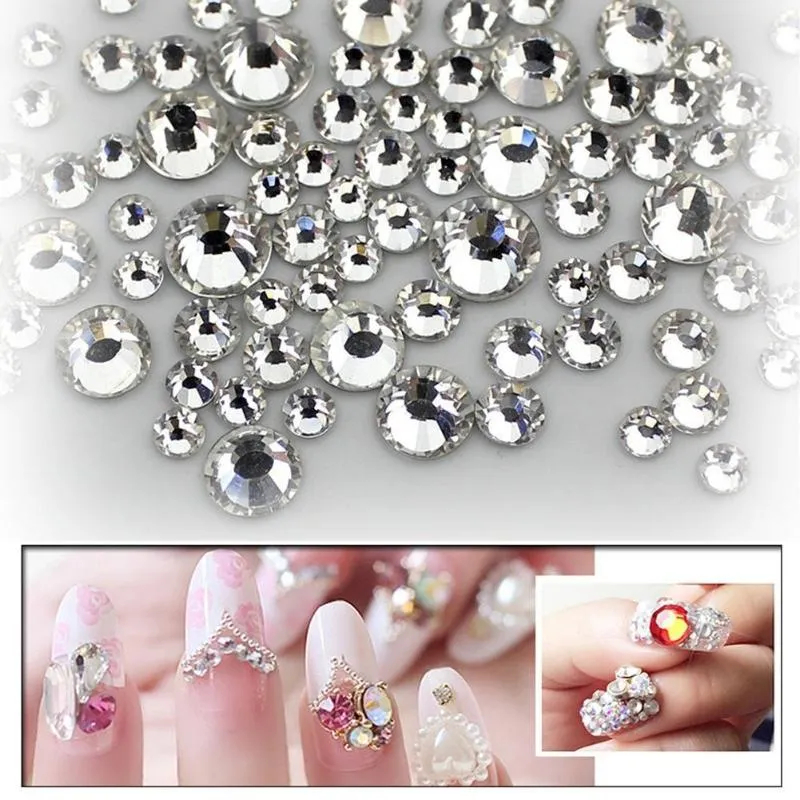 12 Girds Colorful Nail Rhinestones Mixed Size Diamonds Ab Flatback Shiny  Crystal 3d Glitter Gems Nail Art Decorations Strass - Rhinestones &  Decorations - AliExpress