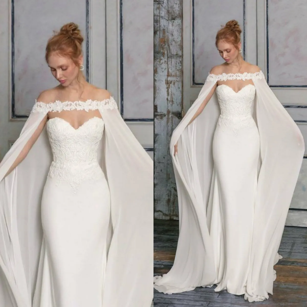 Eleganti giacche da sposa in pizzo con applicazioni su misura, lunghe scialli da sposa in chiffon, per abiti da cerimonia