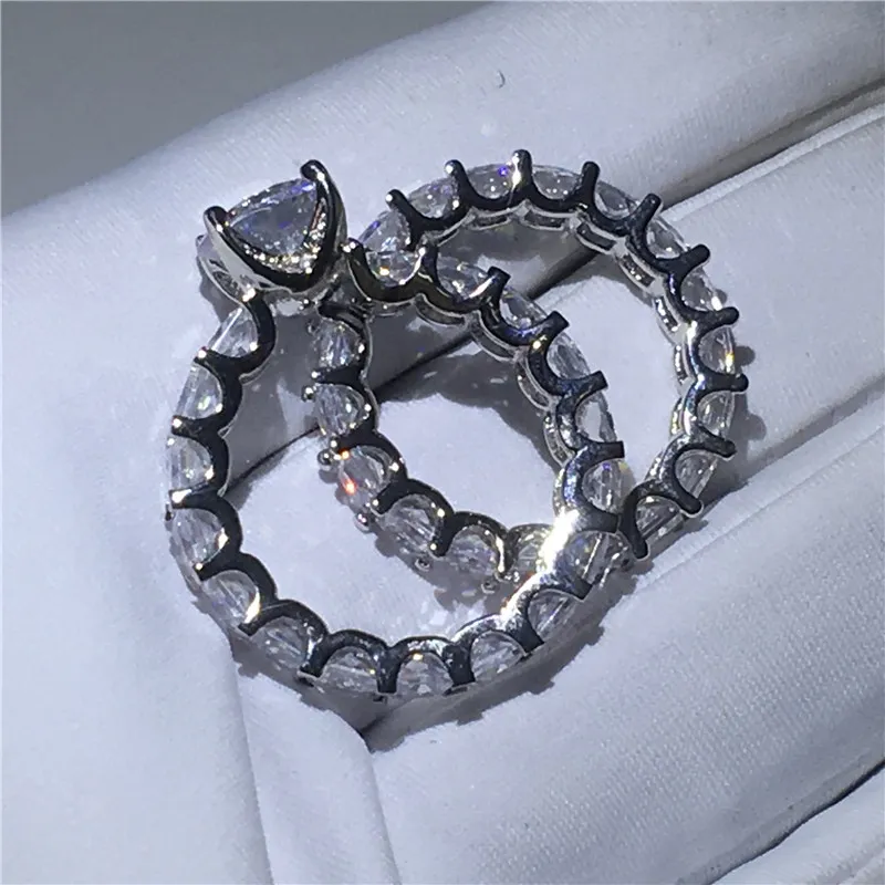 Size510 Vecalon 925 Sterling Silver Eternity Ring 6mm 5a Zircão SONA CZ Ringos de parto de noivado para mulheres de dedão judeu Jew6954132