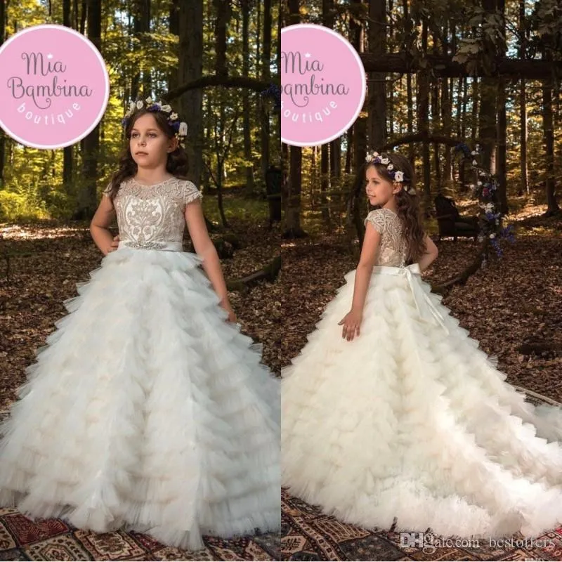 Children's Lace Tulle Ball Gown Dress for Girls with Embellishments, Ankle- Length, Sleeveless from Dhgate Flower Girls' Dresses - price 67.94