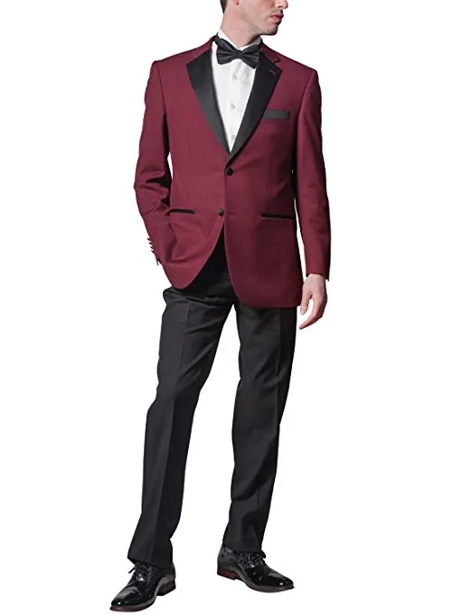 Groomsmen alla moda Notch Smoking dello sposo con risvolto nero Due bottoni Abiti da uomo Matrimonio / Ballo / Cena Blazer da uomo migliore (giacca + pantaloni + cravatta) A771