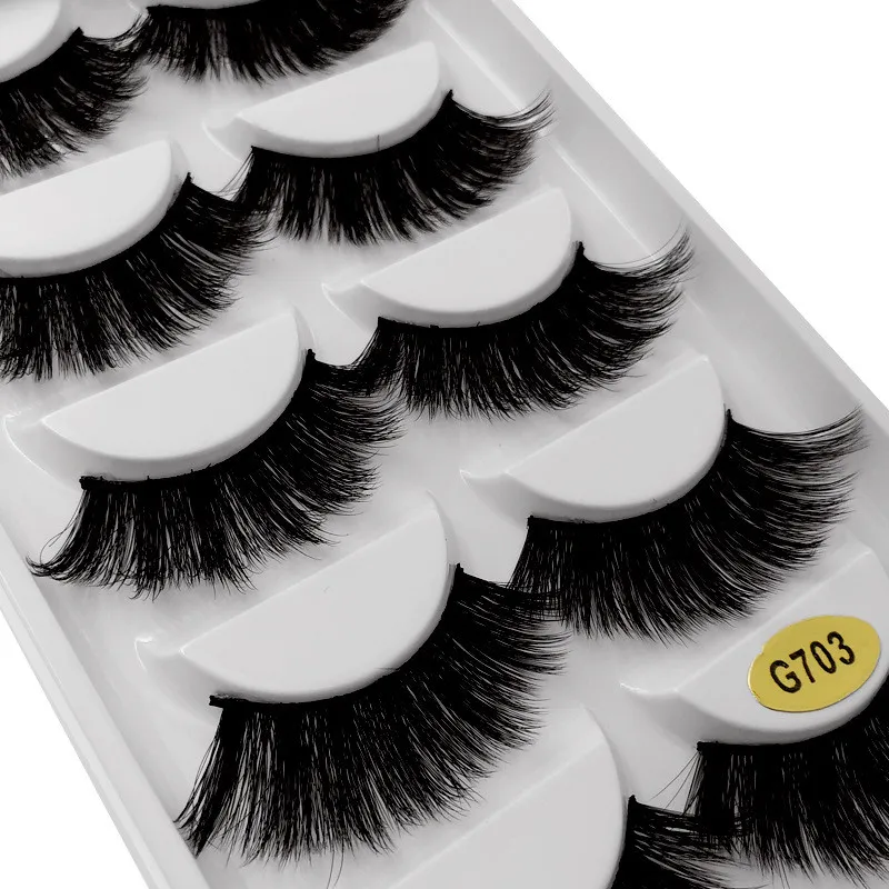 Naturliga falska ögonfransar 5 par EyeTails Långa ögonfransar Skönhetsverktyg 3D Multilayer Eyelash G700 Free Ship 10