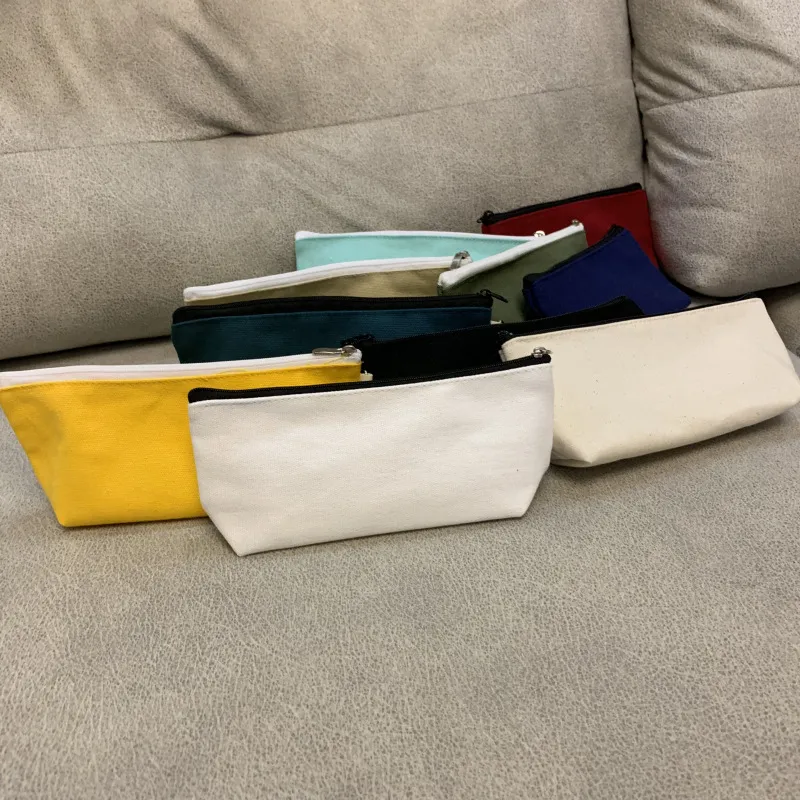 Wholesale Wholesale Cotton Canvas Canvas Makeup Bag Bulk 13 Blank Colors,  Mobile Phone Clutch Bag 20x4x8cm LX02184 From Easy_deal, $0.96