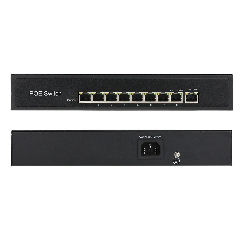1+8 Ports 100Mbps PoE Switch Injector Power over Ethernet IEEE 802.3af for Cameras AP VoIP Built-in Power Supply Switch Adapter