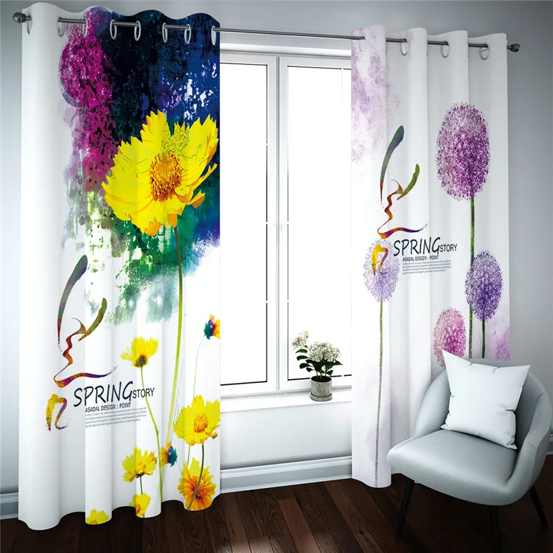 Flowers Print Blackout Curtains For Living Room Bedroom 3D Curtain Window Modern Home Decor KTV Hotel Drapes
