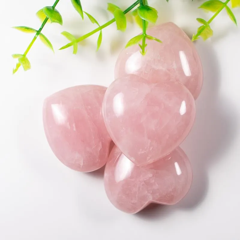 Wholesale Charms Love Heart-Shaped Bead Natural Rose Quartz Stone non-porous High Quality Massage Stone Bead 40mm DIY Jewelry Making Free