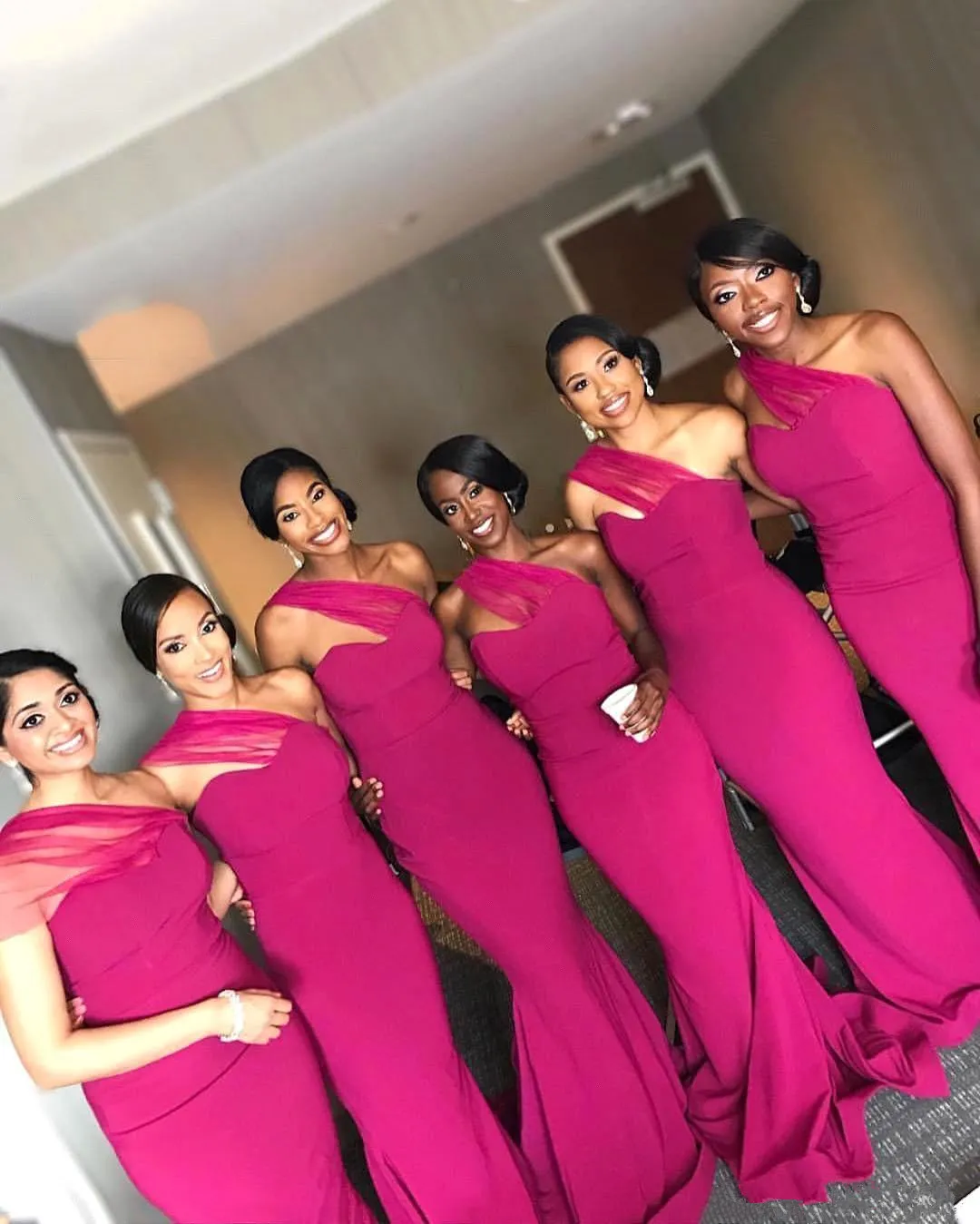 Fuschia best sale bridesmaid dresses