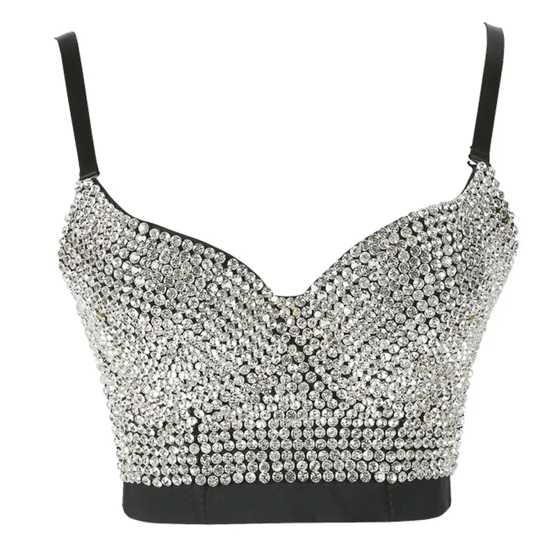 Handmade Silver Rhinestone Crop Top With Diamond Tops And Glitter For  Womens Party And Night Club High Quality From Tangcaixia, $49.75