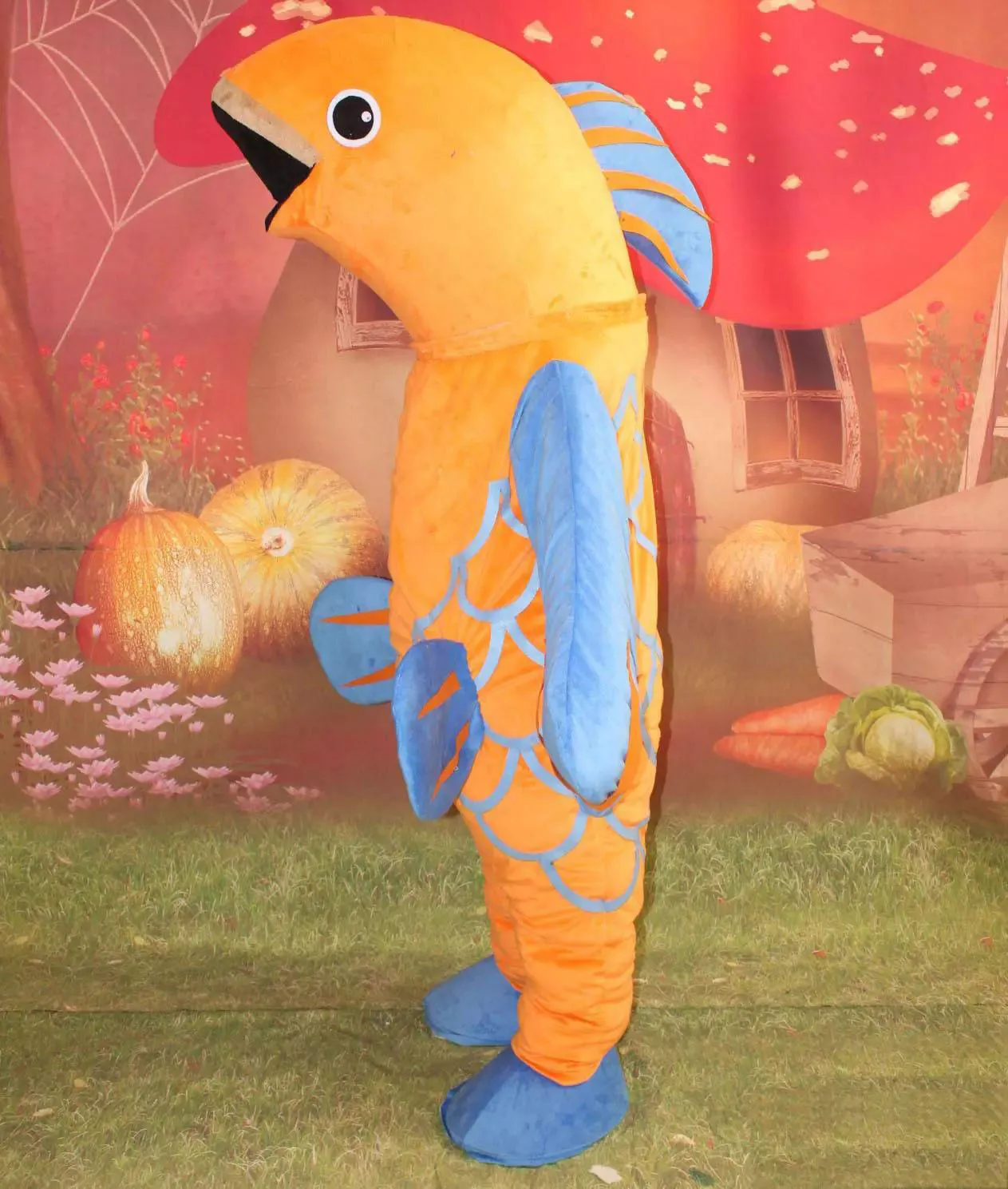 2019 Sconto vendita in fabbrica costume da pesce costume da mascotte di pesce dorato per adulti da indossare