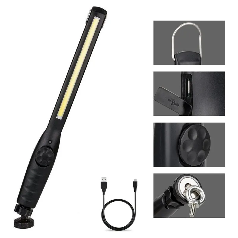 CHENQIAN Lampe d'inspection 4.3x2.2x1.0in Lampe de Travail multifonctionnelle Rechargeable COB Lampe d'inspection Lampe de Travail magnétique Charge USB 