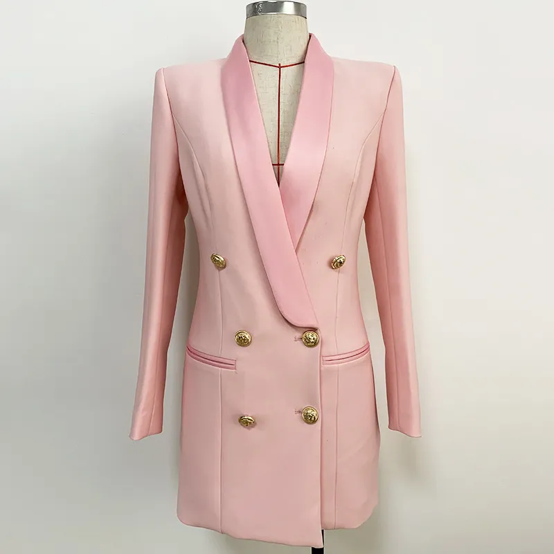 Shawl Collar Blazer Dress Women Double-Breasted Cotton Blend Mini Dress  with Metal Buckles from Dhgate Work Dresses - price 68.81