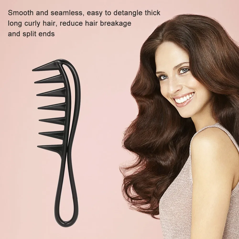 Pente de cabelo feminino desembaraçar dentes largos escova de cabelo ondulado escova de cabelo longo encaracolado