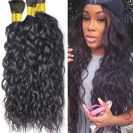 Brazilian Human Hair Bulk Natural Water Wave No Weft Wet And Wavy Micro mini Braiding Bulks Hair