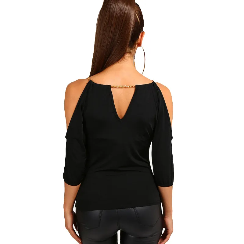 womens black cold shoulder top