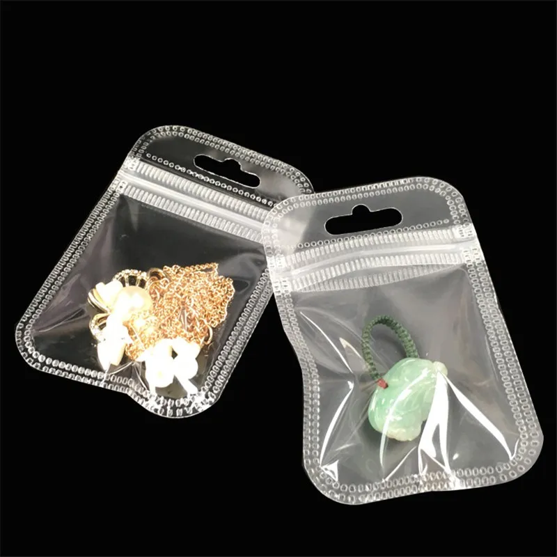Clear Plastic Zipper Zip Bag with Hang Hole Recyclable Zipper Retail Transparent Jewelry Packaging Bag YQ01673