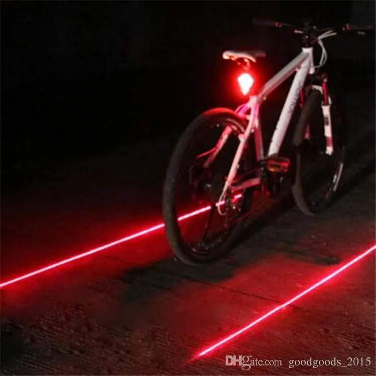 Bike Lights Lights Wodoodporna 5 LED 2 Lasery 3 Tryby rowerowe Taillight Safety Light Rower Biegły Lampa Światła DLH054