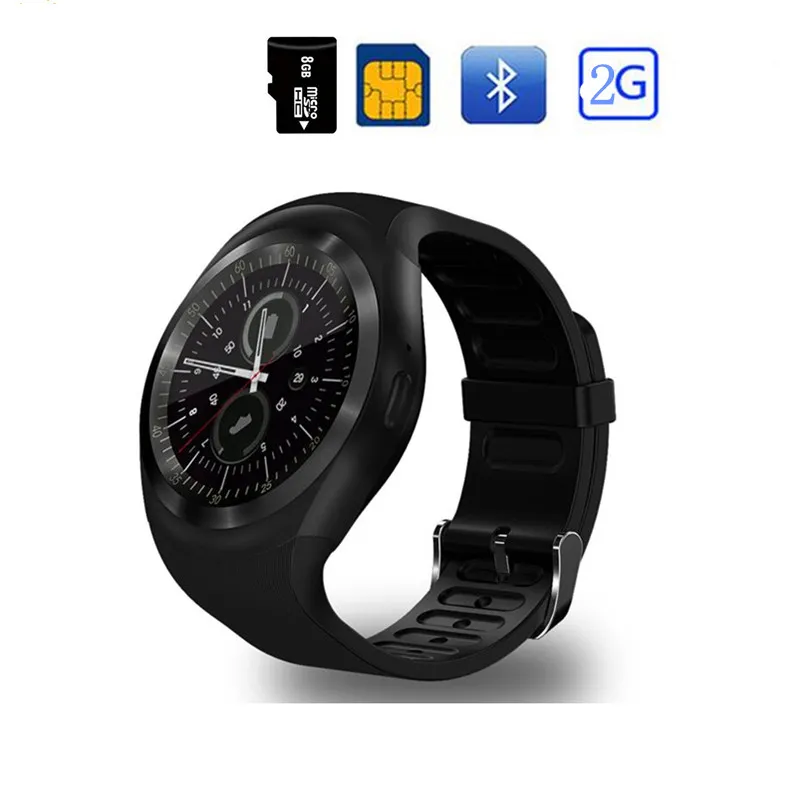 Bluetooth y1 smart horloges reloj relogio Android smartwatch telefoongesprek SIM TF Camera Sync voor Sony HTC Huawei Xiaomi HTC Android Telefoon enz