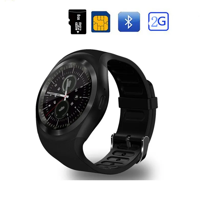 Bluetooth Y1スマートウォッチReloj Relogio Android SmartWatch電話コールSIM TFカメラSync Sony HTC Huawei Xiaomi HTC Android携帯電話など