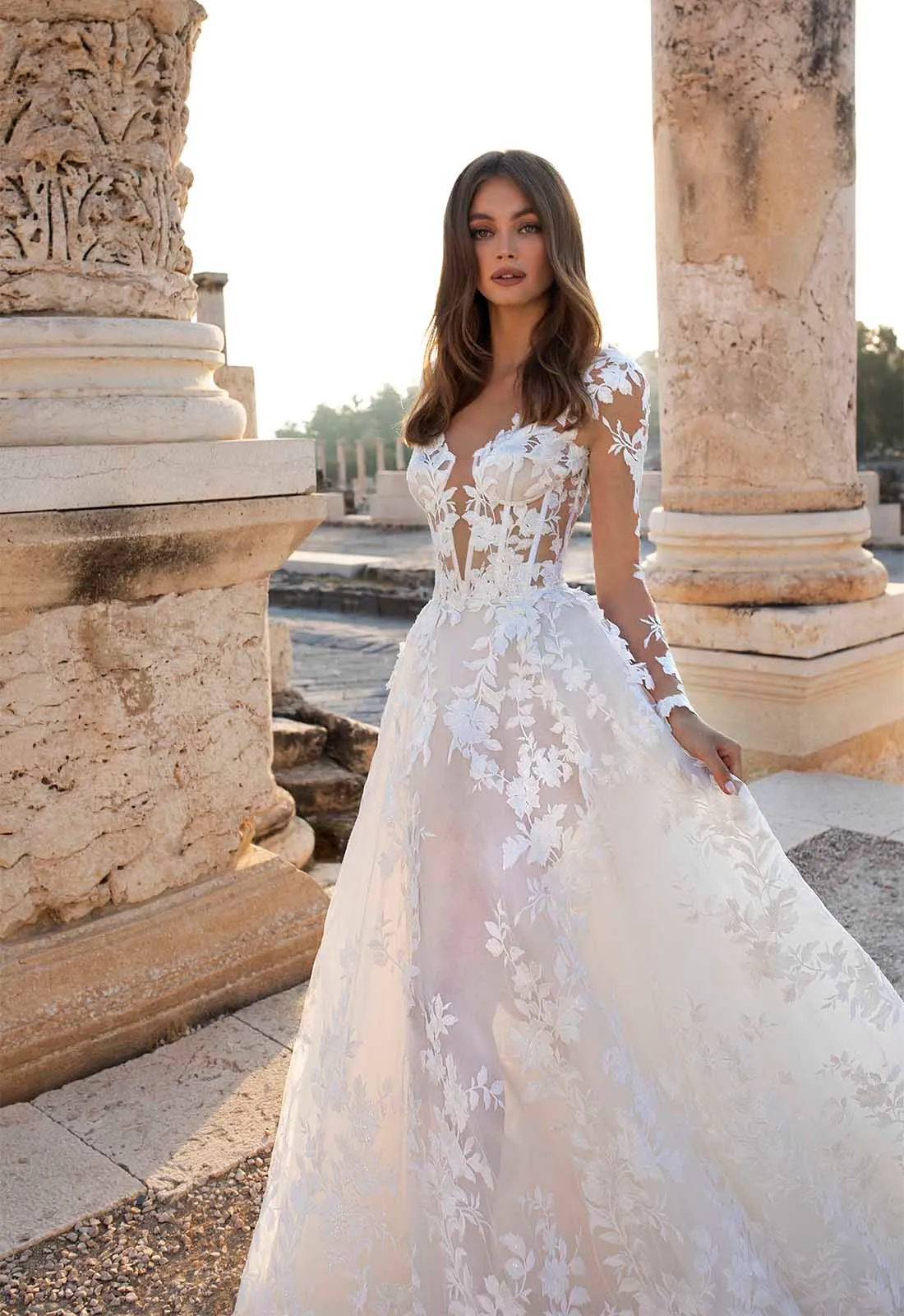 Elegante Zeemeermin Kanten Tule Trouwjurk Met Lange Mouwen Met Zijsplitsing Van 128 79 DHgate