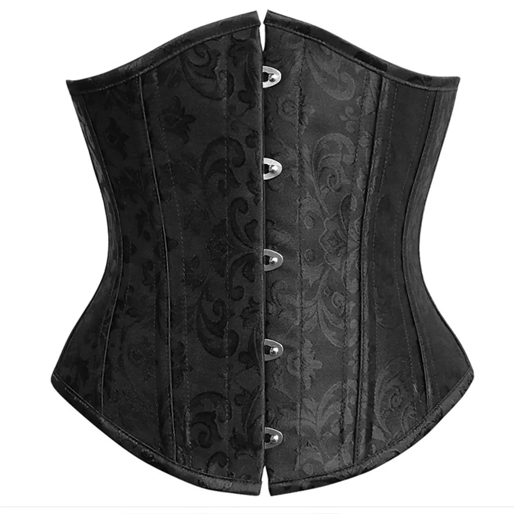 Wholesale Elegant Steel Bone Jacquard Weave Underbust Corset for Women Brown Black Cincher Body Shaper Bustier Corselet