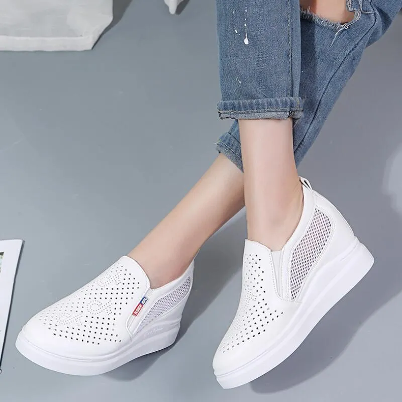 Hot Sale-Women Casual Shoes Heels Shoes Breathable Sneakers Wedges Woman Shoes trainers Height Increasing
