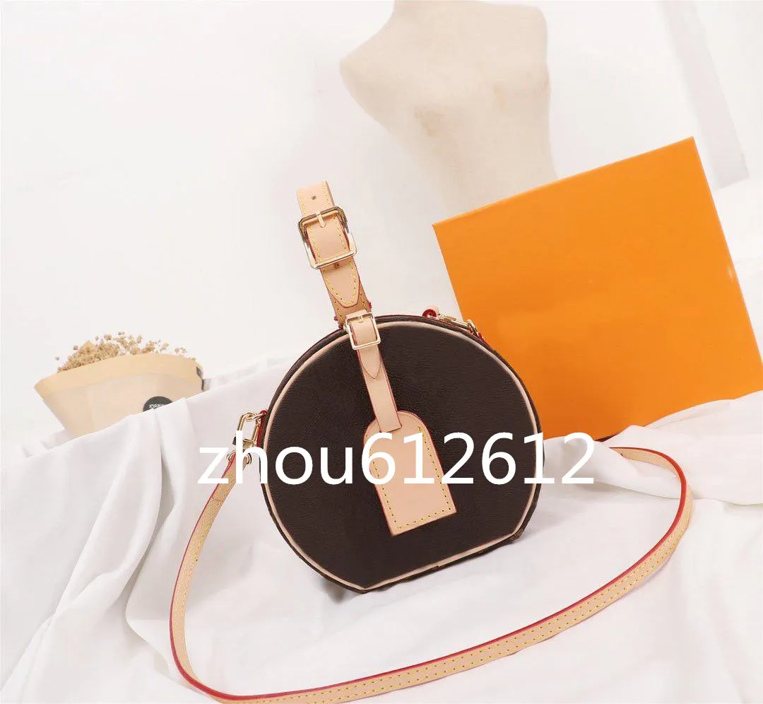 Высококачественная сумка Petite Boite Chapeau Fashion Round Designer Women Crossbody Bags Женские кошельки через плечо Повседневные сумки Круглые сумки 17см Сумка из натуральной кожи