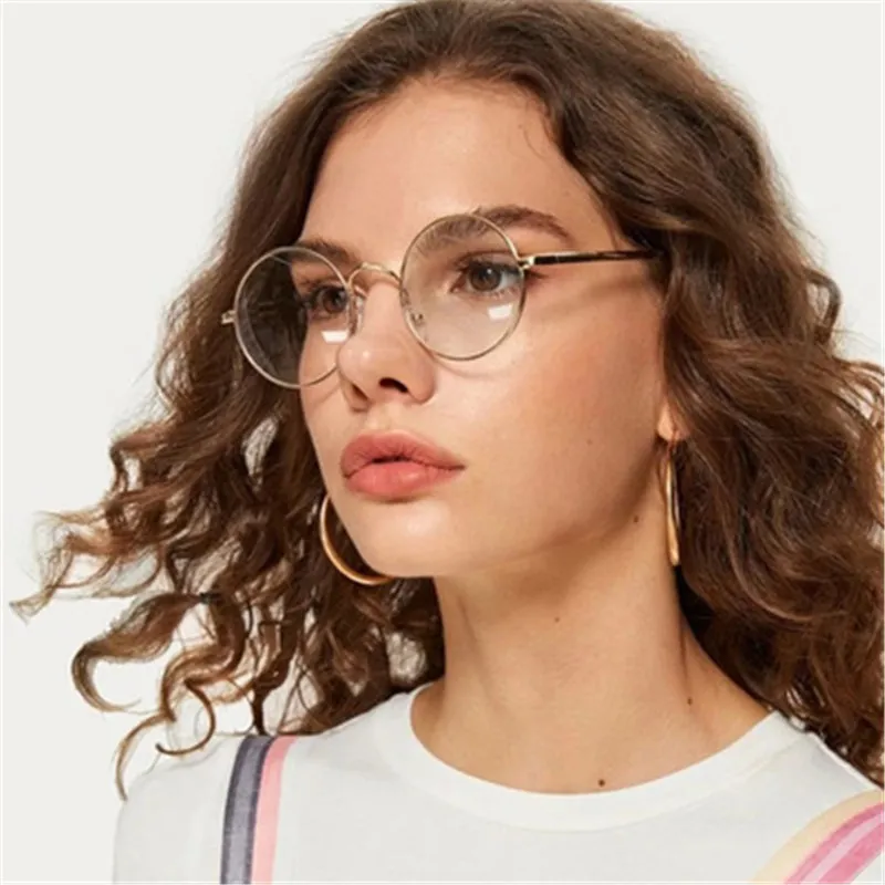 Mode Dame Gerahmte Runde Sonnenbrille Frauen Transparente Gläser Nette Sonnenbrille Weibliche UV400 für Frauen 1 Pc