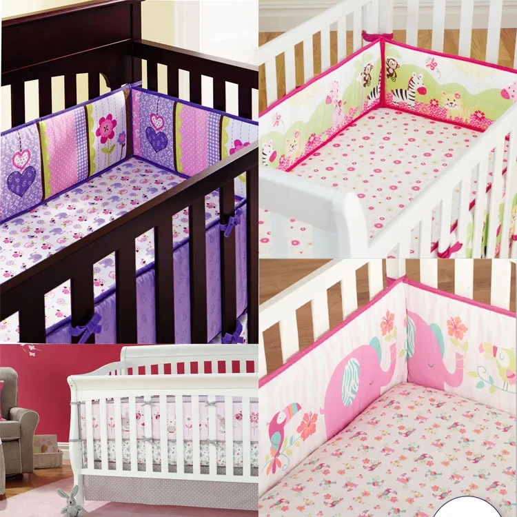 Novo 4 pcs Baby Bed Bumper Protector Bebê Cama De Berço De Botão Berro Newborn CRIB CAMPER Cama dos desenhos animados Bedding no berço para infantil