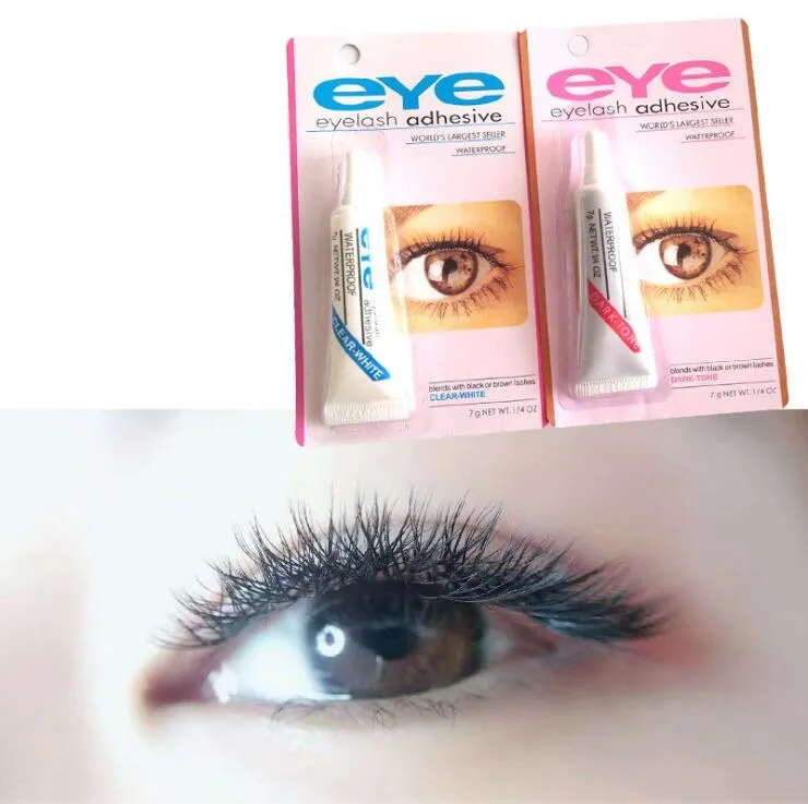 Yapışkan Makyaj Göz Kirpik Tutkal makyaj Koyu siyah / 20Pcs Kirpik Tutkal Temizle-beyaz su geçirmez Yanlış Eyelashes Damla nakliye