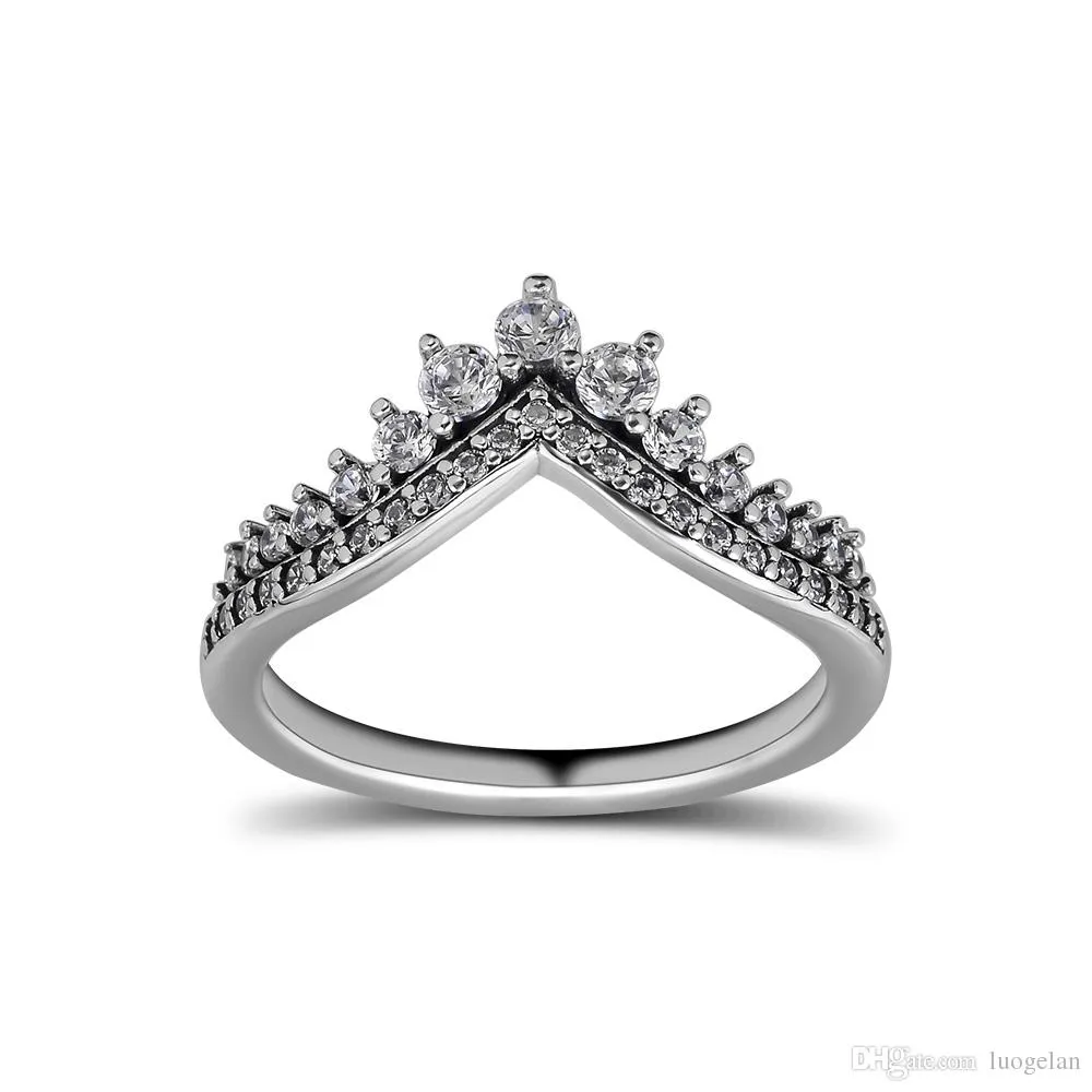 Compatibile con anello gioielli in argento Princess Wish anelli con CZ 100 gioielli in argento sterling 925 intero fai da te le donne71353221906129