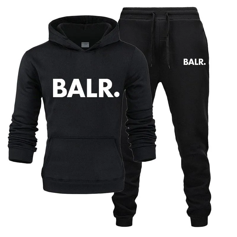 BALR 브랜드 의류 후드 + 바지 새 2019 두 조각 세트 패션 후드 스웨터 스포츠 남성 운동복 까마귀 가을을 설정합니다