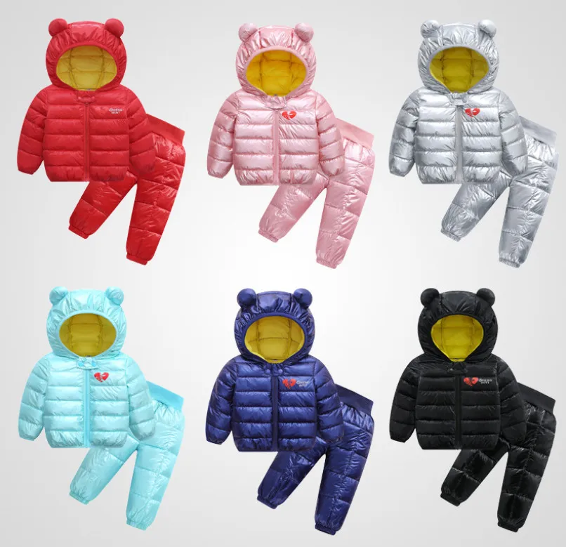 INS 2019 Hot Sale Baby Winter Jackets Light Kids White Duck Down Coat Baby Jacket for Girls & Boys Parka Outerwear Hoodies Puffer Coat+Pant