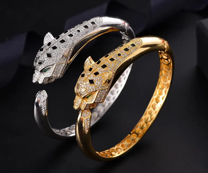 Fashion Leopard Bracelets For Women 18K Gold Plated Hiphop Jewelry Bling Cubic Zirconia Wedding Bangle Brand Designer Bracelet