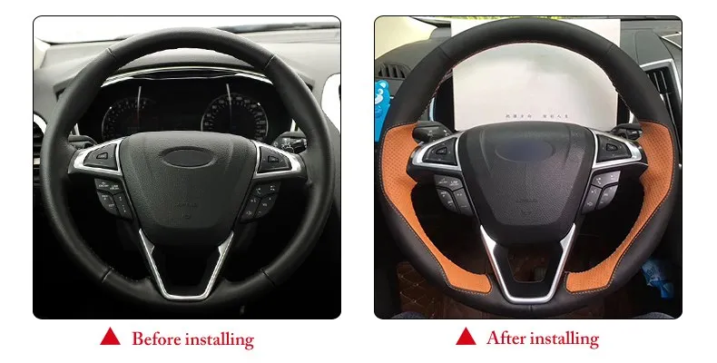 Premium Leather Civic Steering Wheel Cover For Ford Fusion Mondeo