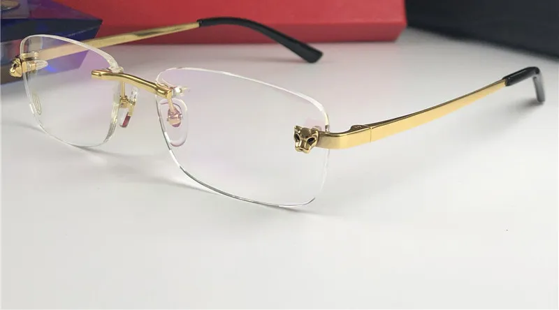 Partihandel-Mens Rimless Guldglasögon Frame Optisk Glasögon Eyewear Eyeglass Framr SonnenBrrille Eyeglasses Square New With Box