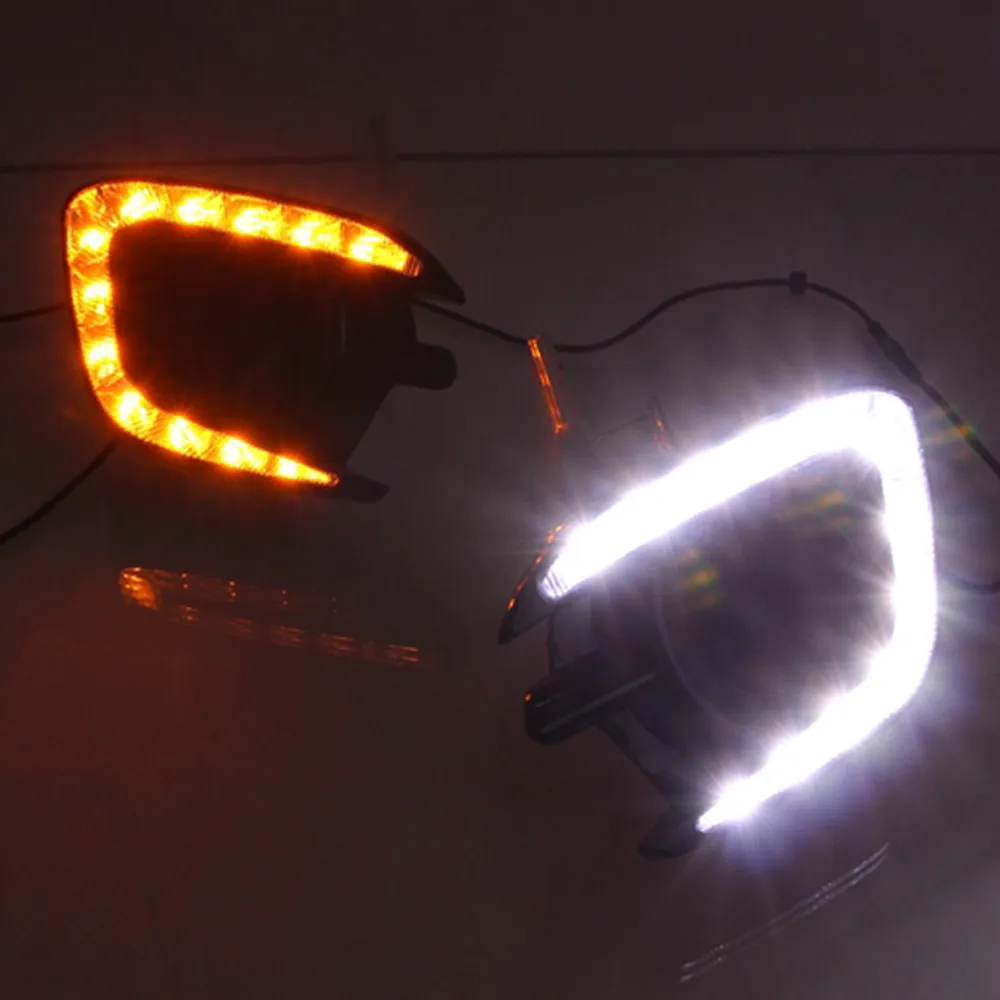 1 para do MITSUBISHI PAJERO Sport 2013 2014 2015 Styl połysk 12 V LED Car DRL Dnia Running Lights z otworem przeciwmgielnym