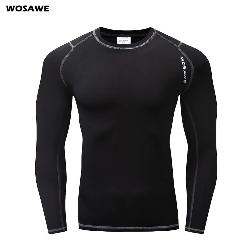 Camiseta de corrida WOSAWE Roupa íntima térmica de lã para inverno Long Johns Tops Fitness Gym Shirts para jogging Ciclismo Esportes Camada de base