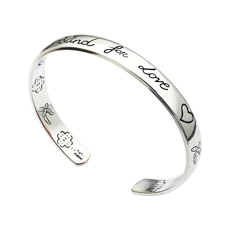 Bracciale con ciondolo per donna alla moda di marca all'ingrosso Lettera G incisa LOVE bird Bracciale apribile a forma di cuore Versione Ajin del bracciale della coppia