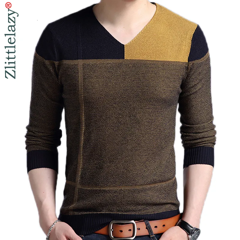 2019 new designer pullover patchwork men sweater mensjersey knitted sweaters mens wear slim fit knitwear fashion clothing 3129 V191202