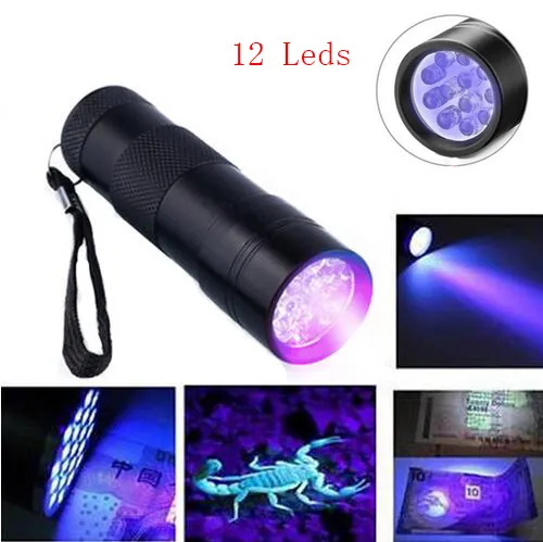 395-400nm Ultra Violet UV Light UV Czarne Light Lights Latarka ultrafioletowa Detektor plamy 12 LED LED Latarki UV