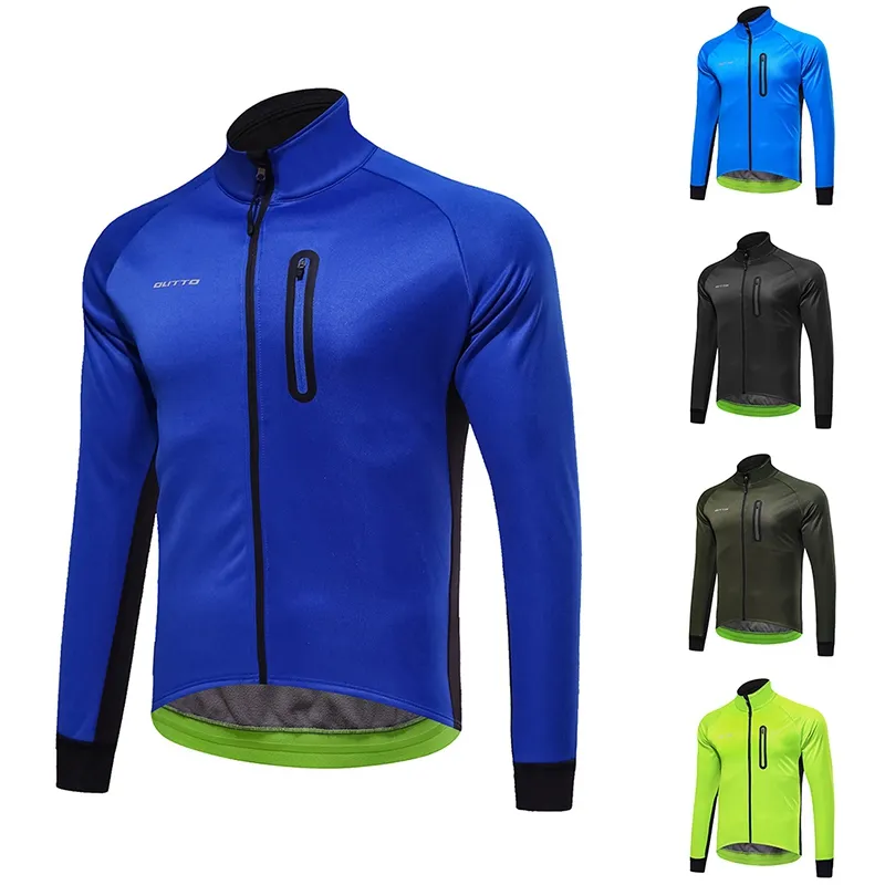 Nieuwe Winter Warm Fietsen Jas Zipper Fiets MTB Road Bike Kleding Winddicht Waterdichte Lange Mouw Jersey Klimplaten