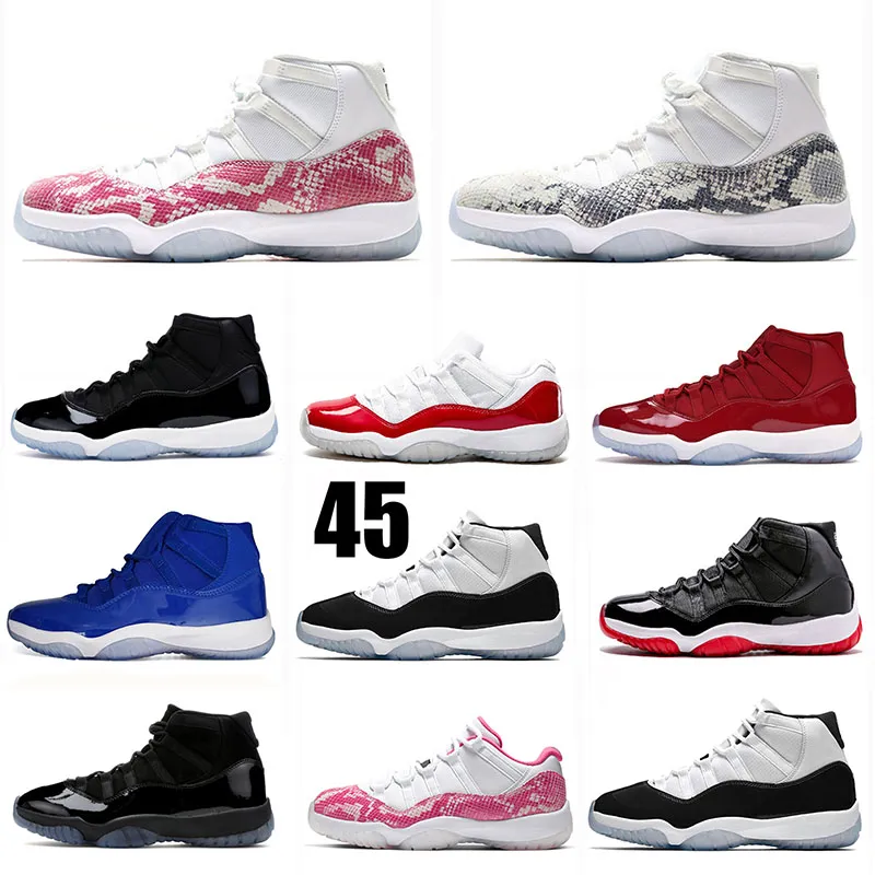 2020 Nike Air Jordan Retro 11 serpiente blanco rosado zapatos de baloncesto de Jumpman 11s XI Concord casquillo y el vestido de zapatos de deporte los hombres del diseñador