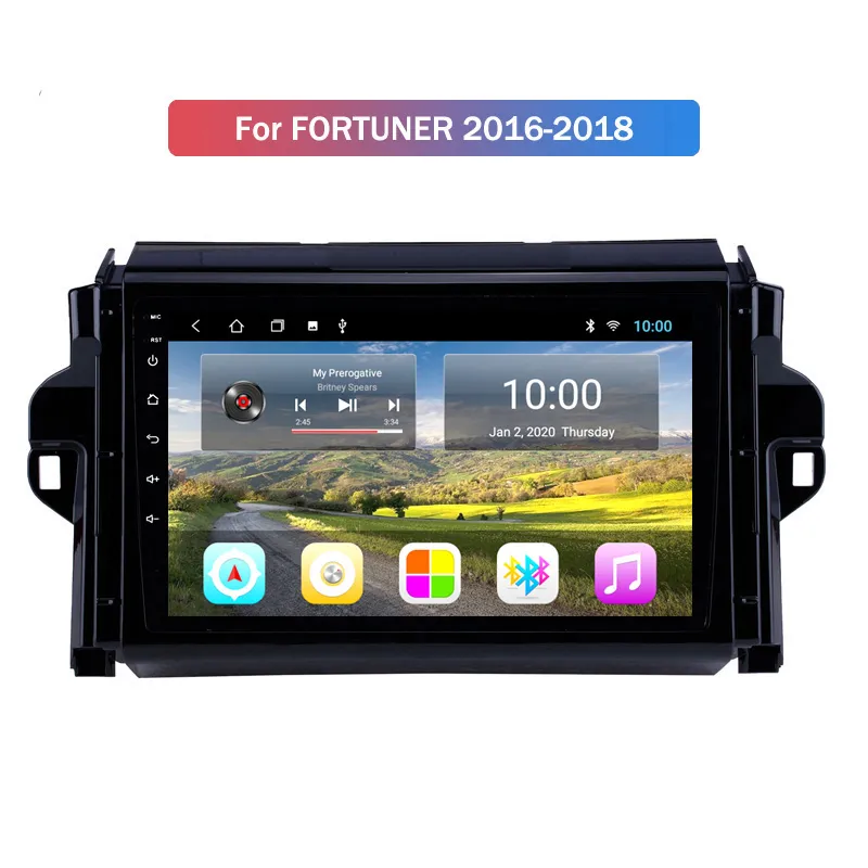 2G RAM 9 inch Full Touchscreen Car Multimedia Video Player Navigation GPS Android 10 For Toyota FORTUNER 2016-2018
